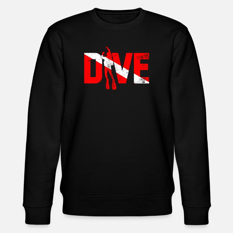 Diving Hero in Red Stripes - Stanley/Stella CHANGER Unisex Organic Sweatshirt - black
