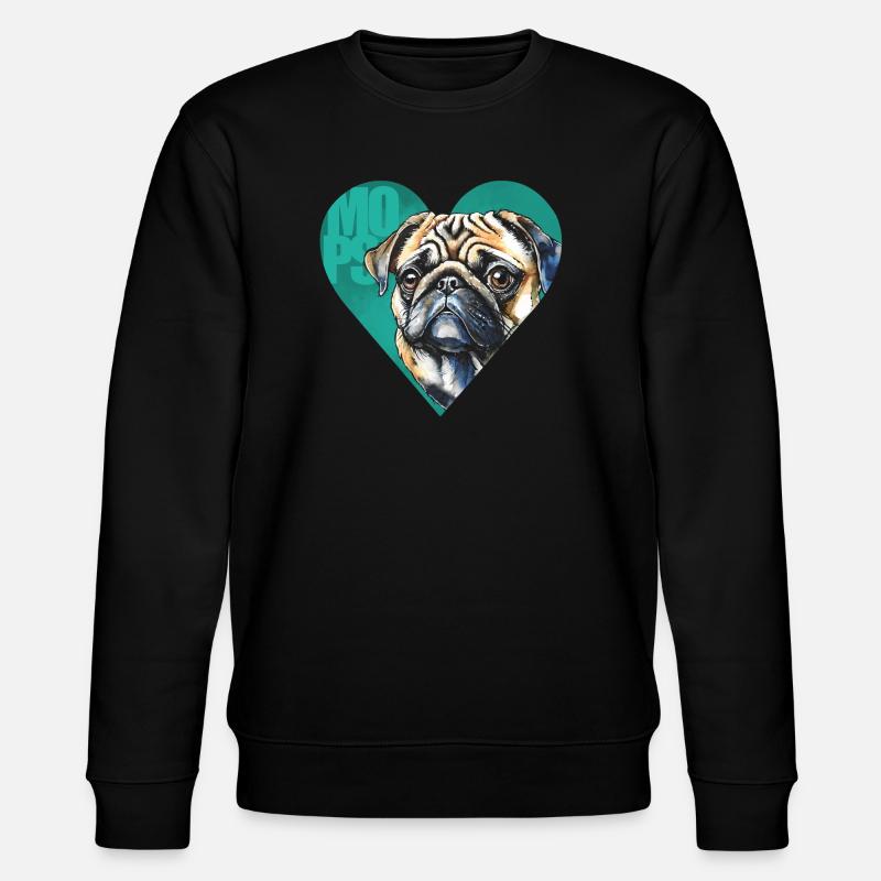 Mops Portrait - Stanley/Stella Unisex Bio-Sweatshirt CHANGER  - Schwarz