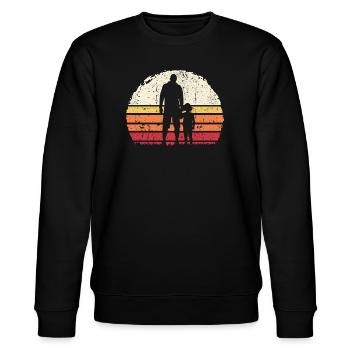 Sunset Bond: Vater und Kind - Stanley/Stella Unisex Bio-Sweatshirt CHANGER  - Schwarz - Vorne - Nik (191cm) & Marisol (170cm)