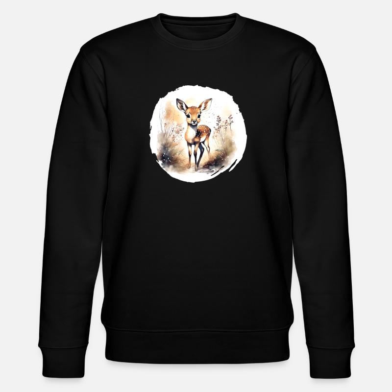 Rehkitz Aquarell - Stanley/Stella Unisex Bio-Sweatshirt CHANGER - Schwarz