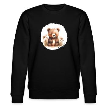Bär Aquarell - Stanley/Stella Unisex Bio-Sweatshirt CHANGER  - Schwarz - Vorne - Nik (191cm) & Marisol (170cm)
