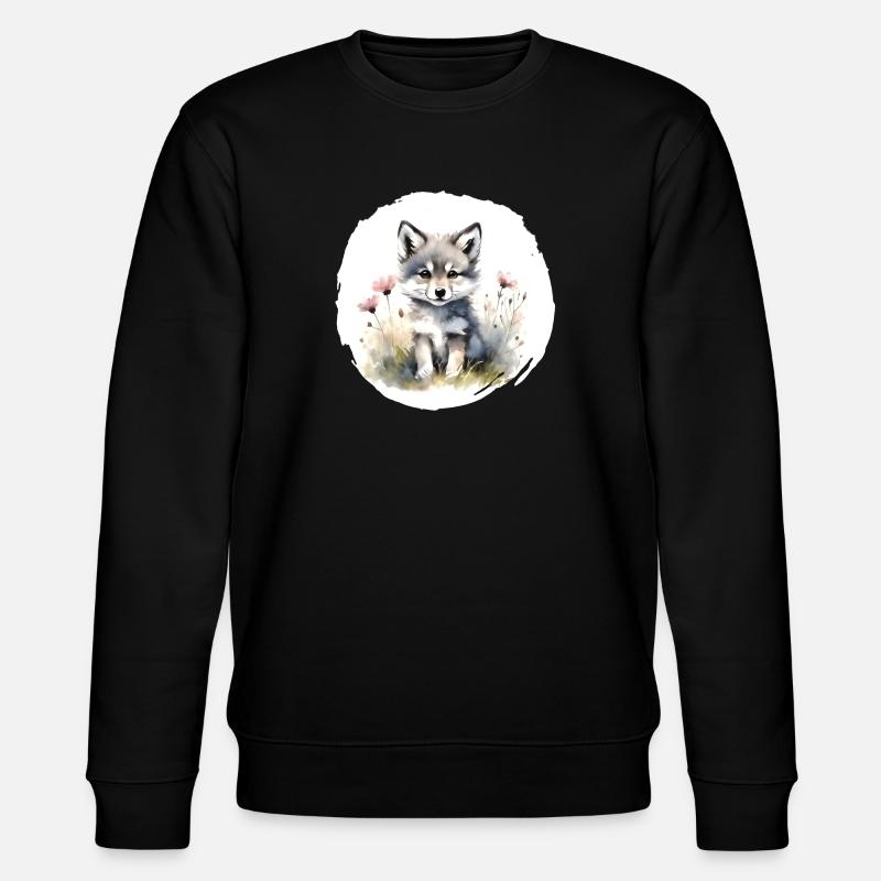 Wölfchen Aquarell - Stanley/Stella Unisex Bio-Sweatshirt CHANGER  - Schwarz