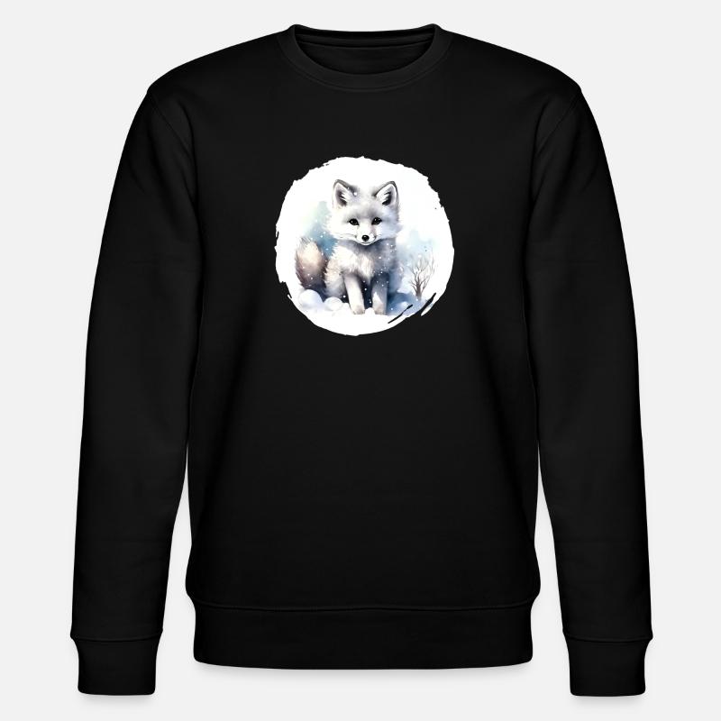 Polarfuchs Aquarell - Stanley/Stella Unisex Bio-Sweatshirt CHANGER  - Schwarz