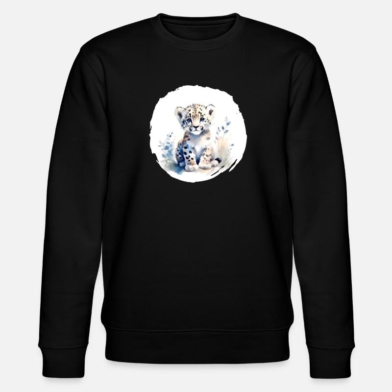 Schneeleopard Aquarell - Stanley/Stella Unisex Bio-Sweatshirt CHANGER  - Schwarz