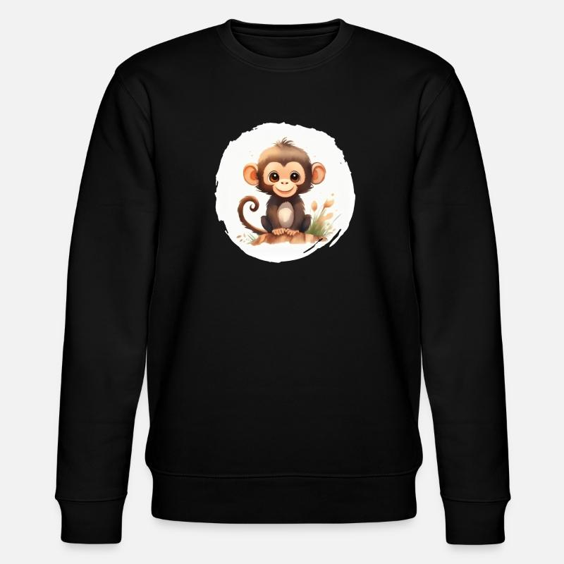Aquarelle de singe - Sweat bio CHANGER Stanley/Stella Unisexe - noir