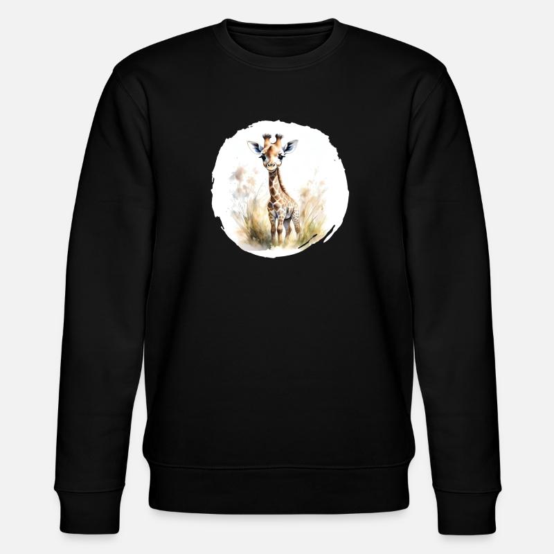 Aquarelle Girafe - Sweat bio CHANGER Stanley/Stella Unisexe - noir