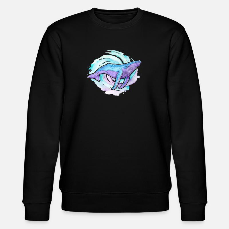 Buckelwal Aquarell - Stanley/Stella Unisex Bio-Sweatshirt CHANGER  - Schwarz