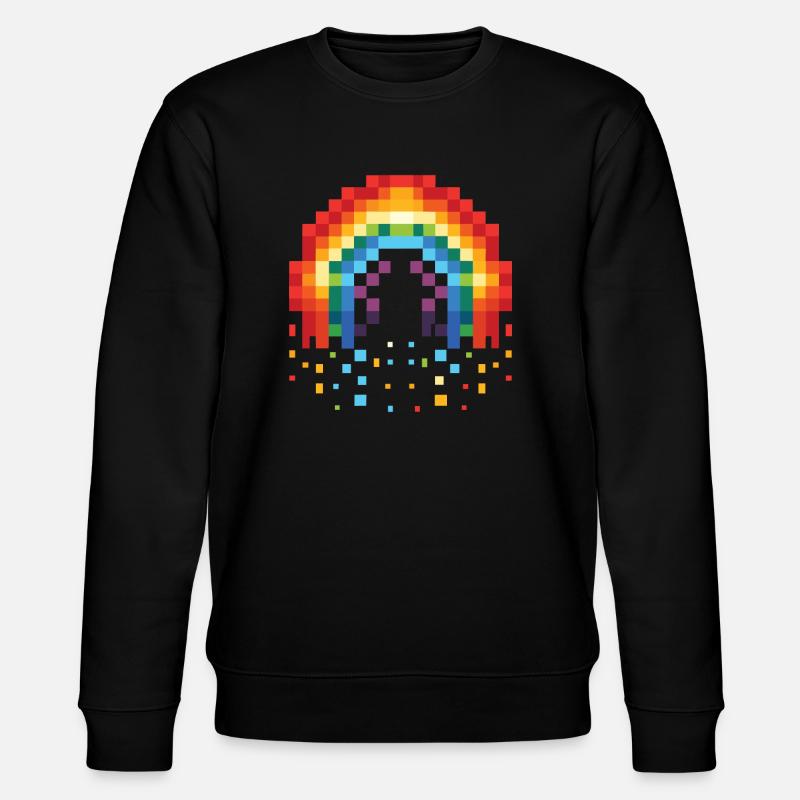 Pixel Art Rainbow 8-Bit Retro - Stanley/Stella CHANGER Unisex Organic Sweatshirt - black