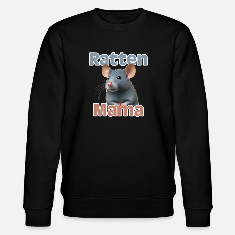 Rattenmama Kuschelrattendesign - Stanley/Stella Unisex Bio-Sweatshirt CHANGER  - Schwarz