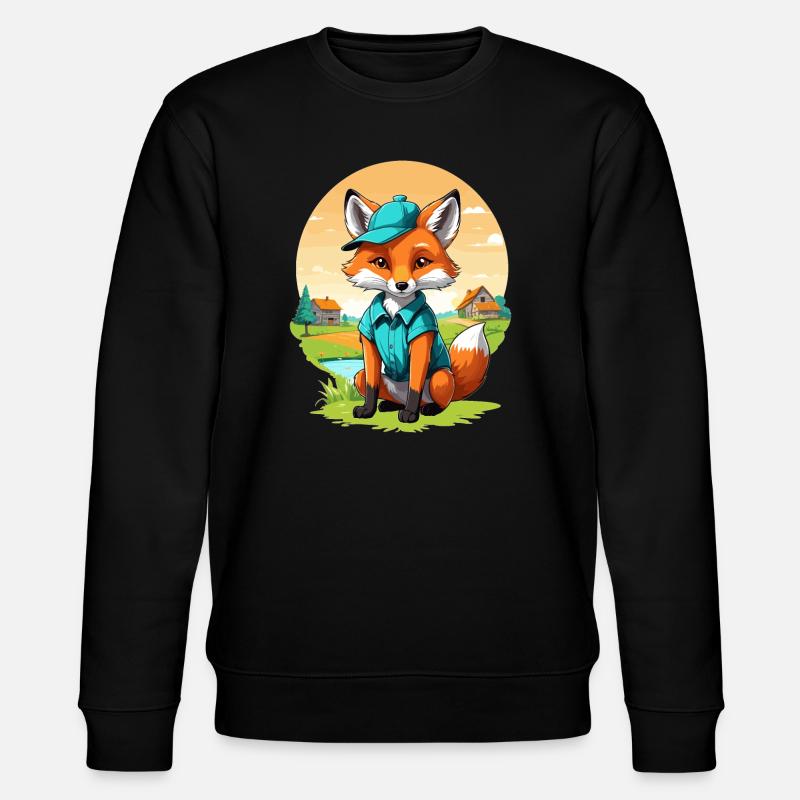 Fuchs mit Mütze - Stanley/Stella Unisex Bio-Sweatshirt CHANGER  - Schwarz