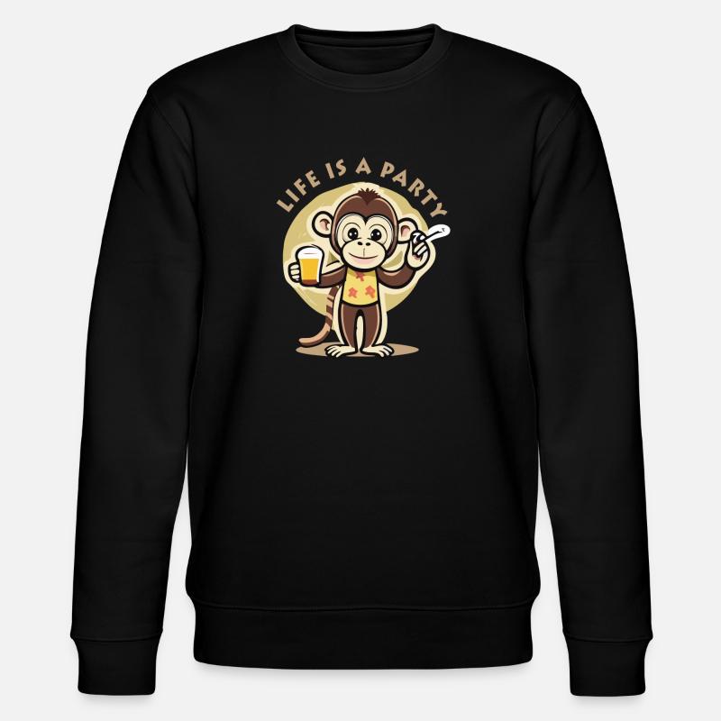 Life is a party affe - Stanley/Stella Unisex Bio-Sweatshirt CHANGER  - Schwarz