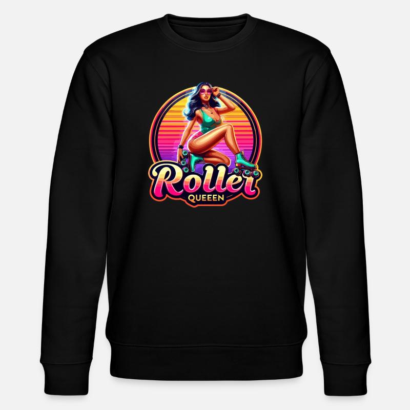 Vibrant Roller Queen Illustration - Stanley/Stella CHANGER Unisex Organic Sweatshirt - black