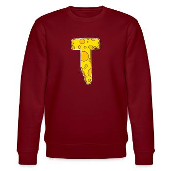 Lettre T - Lettre initiale T - Motif Fromage - Sweat bio CHANGER Stanley/Stella Unisexe - bordeaux - Devant - Nik (191cm) & Marisol (170cm)