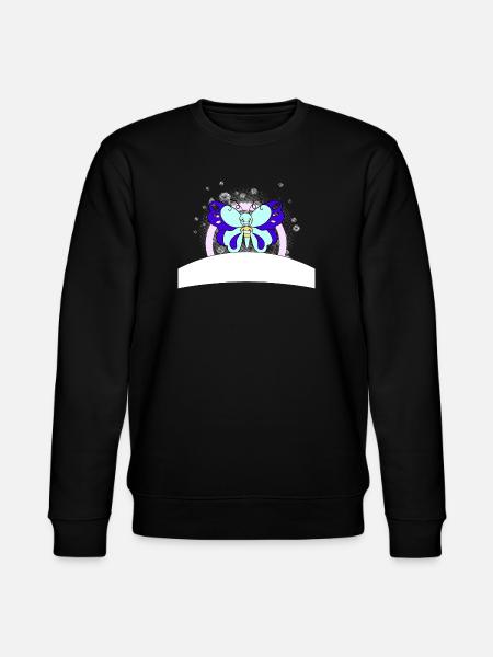 bunter Schmetterling mit Schreibfeld - Stanley/Stella Unisex Bio-Sweatshirt CHANGER  - Schwarz