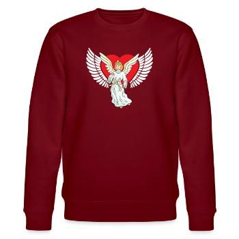 Herzlich Engel Herz Flügel Himmel Reinkarnation - Stanley/Stella Unisex Bio-Sweatshirt CHANGER  - Burgunderrot - Vorne - Nik (191cm) & Marisol (170cm)