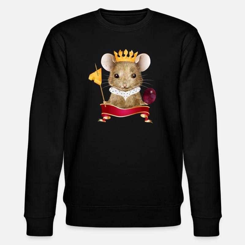 Maus mit Käse Krone,Traube und Zahnstocher - Stanley/Stella Unisex Bio-Sweatshirt CHANGER  - Schwarz