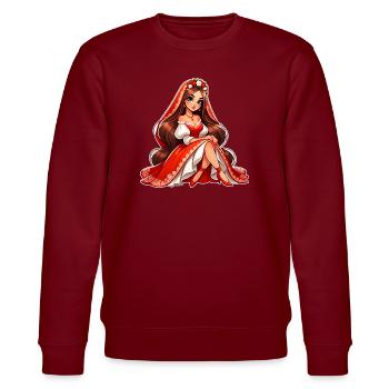 Ded Moroz Snegurotschka russischer Weihnachtsmann - Stanley/Stella Unisex Bio-Sweatshirt CHANGER  - Burgunderrot - Vorne - Nik (191cm) & Marisol (170cm)