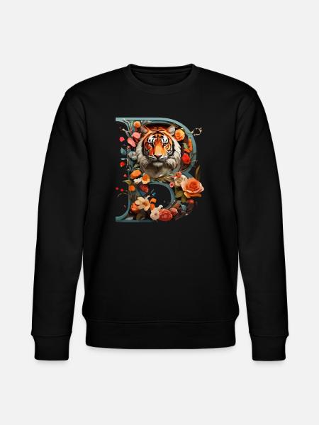 Tigre ardent et fleurs Illustration - Sweat bio CHANGER Stanley/Stella Unisexe - noir
