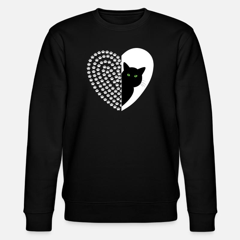 Schwarze Katze mit Blumenmuster - Stanley/Stella Unisex Bio-Sweatshirt CHANGER  - Schwarz