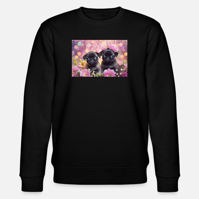 Kleine Hunde mit Blumenkrone - Stanley/Stella Unisex Bio-Sweatshirt CHANGER  - Schwarz