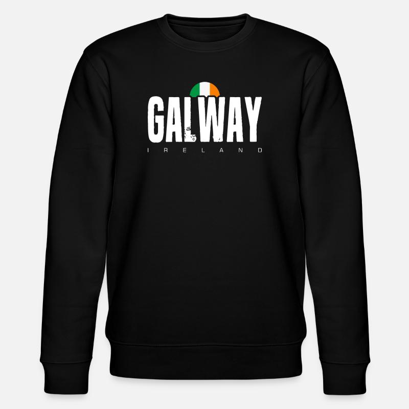 Galway Ireland Distressed Text Logo - Stanley/Stella CHANGER Unisex Organic Sweatshirt - black