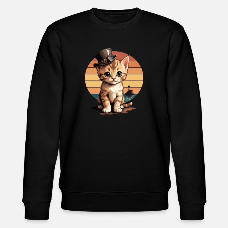 Steampunk Katze - Stanley/Stella Unisex Bio-Sweatshirt CHANGER  - Schwarz