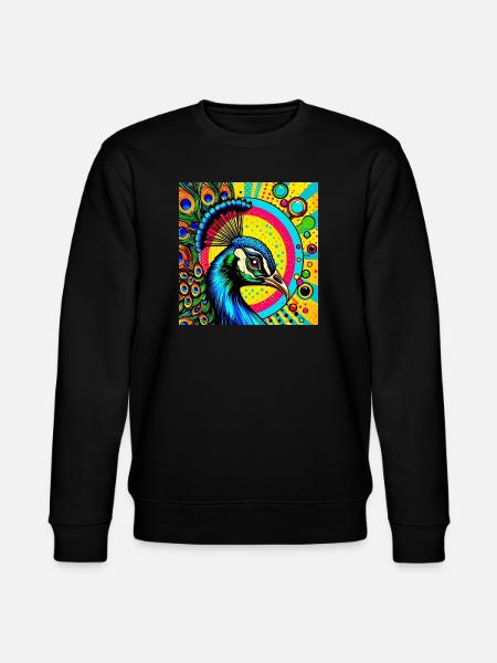 Peacock Pop Art - Stanley/Stella CHANGER Unisex Organic Sweatshirt - black