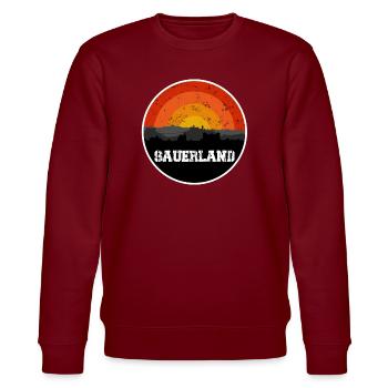 Sauerland Original Skyline - Stanley/Stella Unisex Bio-Sweatshirt CHANGER  - Burgunderrot - Vorne - Nik (191cm) & Marisol (170cm)