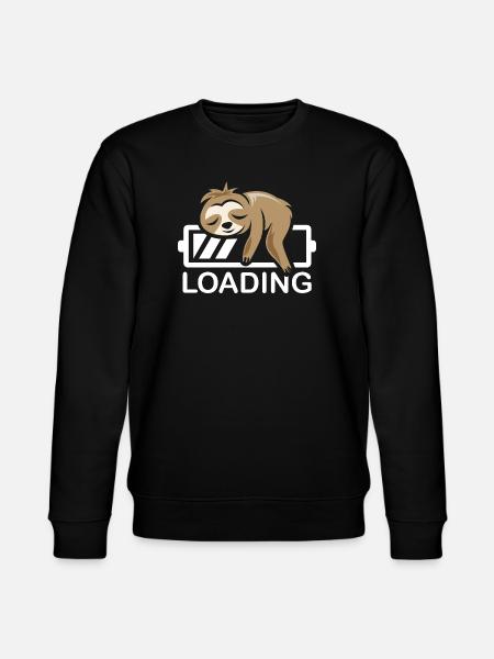 lustiges Faultier loading Batterie Symbol comic - Stanley/Stella Unisex Bio-Sweatshirt CHANGER  - Schwarz