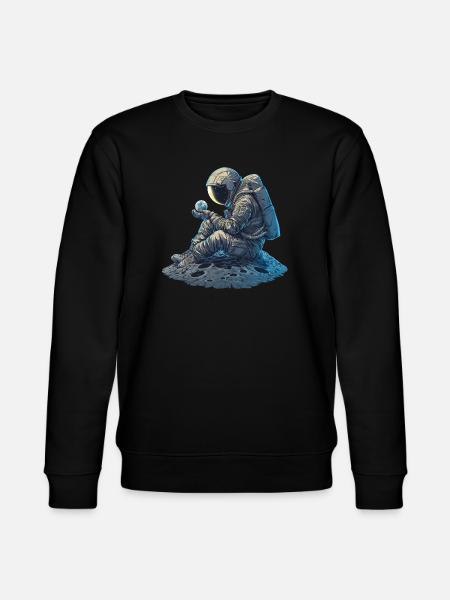 An astronaut observes the Earth - Stanley/Stella CHANGER Unisex Organic Sweatshirt - black