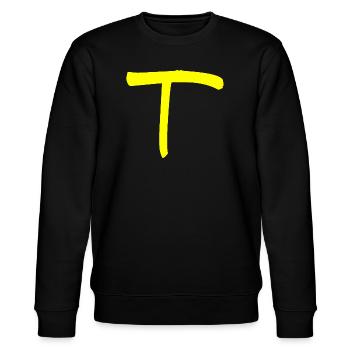 Buchstabe T - Stanley/Stella Unisex Bio-Sweatshirt CHANGER  - Schwarz - Vorne - Nik (191cm) & Marisol (170cm)