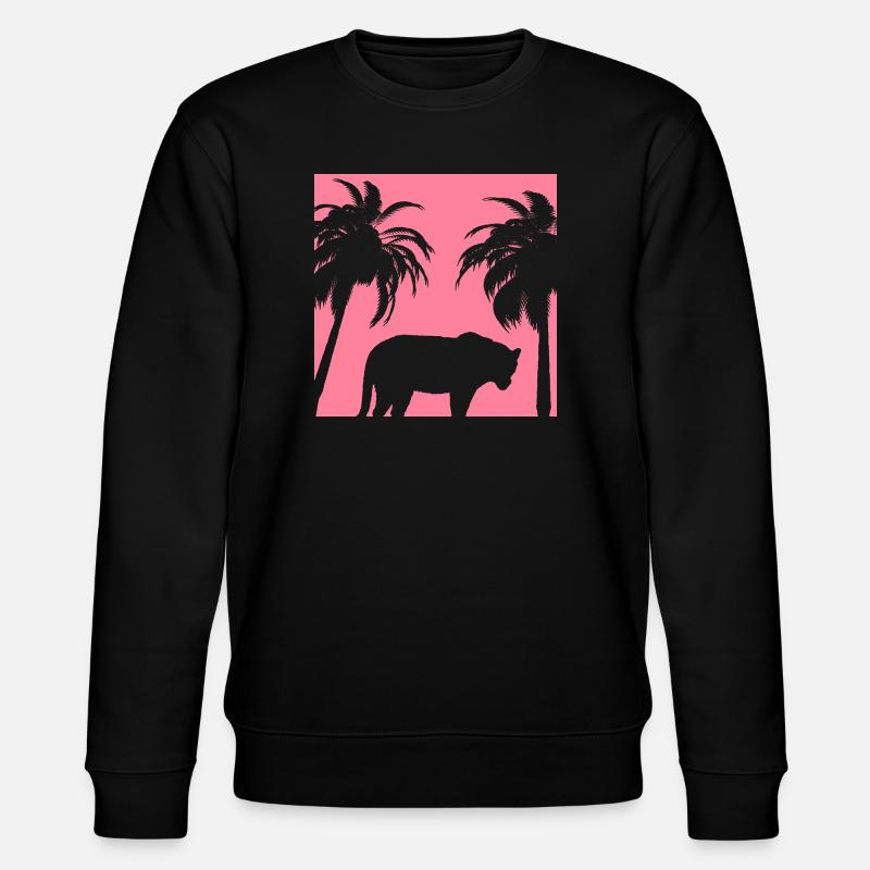 Félin blanc sous les palmiers - Sweat bio CHANGER Stanley/Stella Unisexe - noir