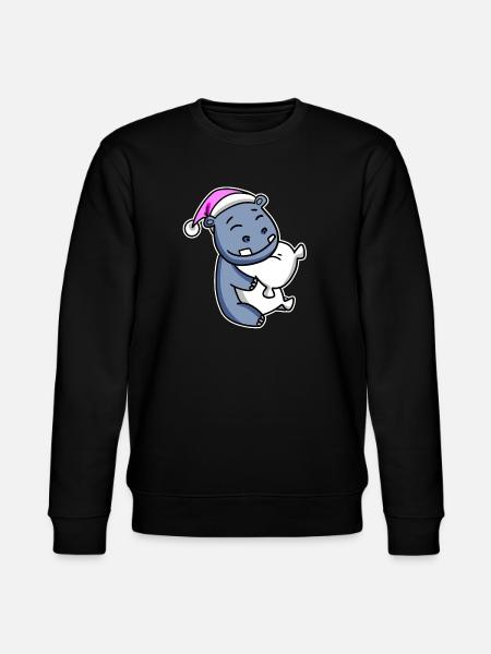 Hippopotamus Tired Sleeping Sleeping Girl - Stanley/Stella CHANGER Unisex Organic Sweatshirt - black