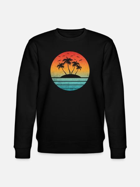 Tropical Sunset Round Palm Island - Stanley/Stella CHANGER Unisex Organic Sweatshirt - black