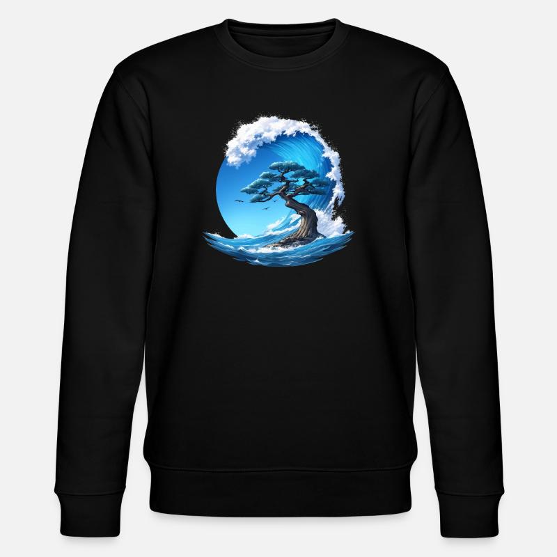 A tree under a wave - Stanley/Stella CHANGER Unisex Organic Sweatshirt - black