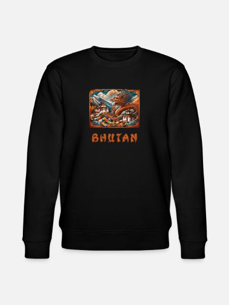 Bhutan dragon Buddha Thimphu - Stanley/Stella CHANGER Unisex Organic Sweatshirt - black
