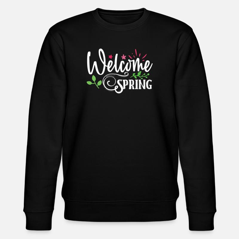 Willkommen Frühling - Stanley/Stella Unisex Bio-Sweatshirt CHANGER  - Schwarz