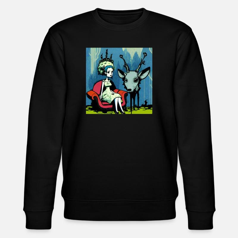 Psychedelic deer 01 - Stanley/Stella CHANGER Unisex Organic Sweatshirt - black