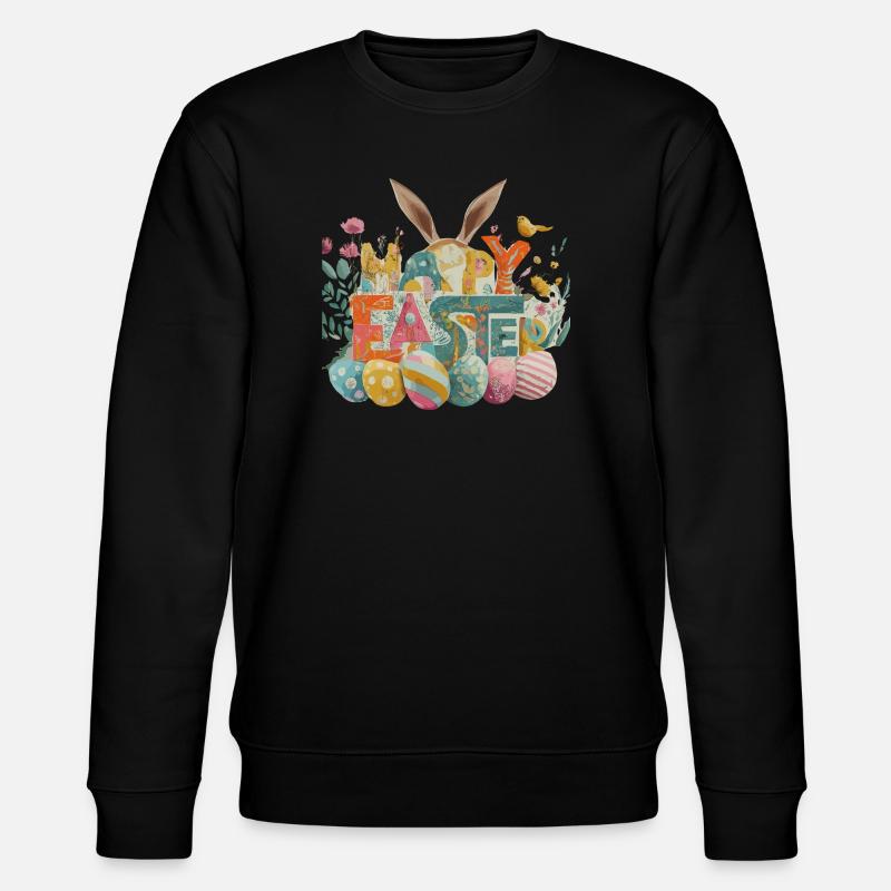 Easter bunny with spring motifs - Stanley/Stella CHANGER Unisex Organic Sweatshirt - black