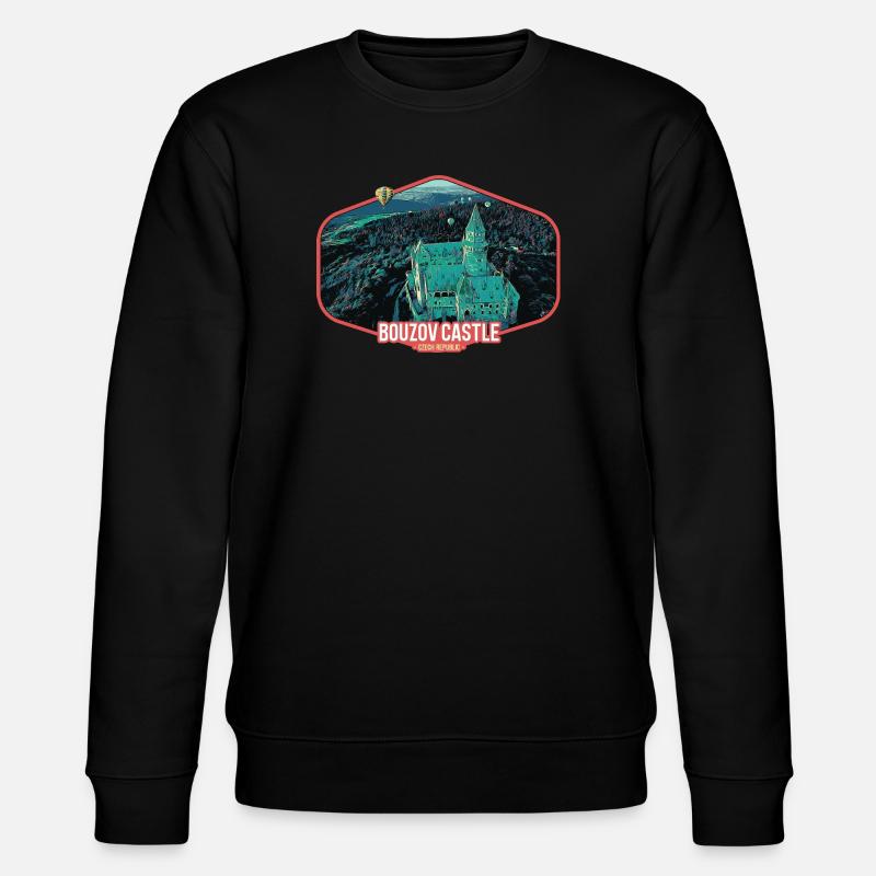 Illustration Schloss Bouzov in Tschechien - Stanley/Stella Unisex Bio-Sweatshirt CHANGER  - Schwarz
