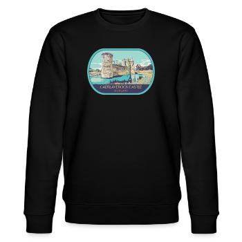 Illustration Caerlaverock Castle, Schottland - Stanley/Stella Unisex Bio-Sweatshirt CHANGER  - Schwarz - Vorne - Nik (191cm) & Marisol (170cm)