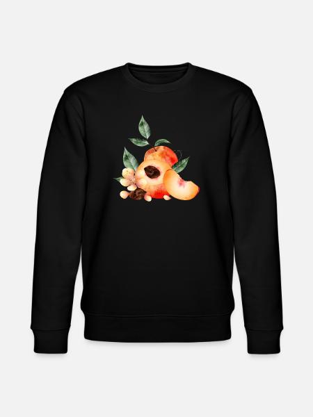 Pfirsichhälfte,Pfirsiche,Pfirsich,-blüten und keil - Stanley/Stella Unisex Bio-Sweatshirt CHANGER  - Schwarz