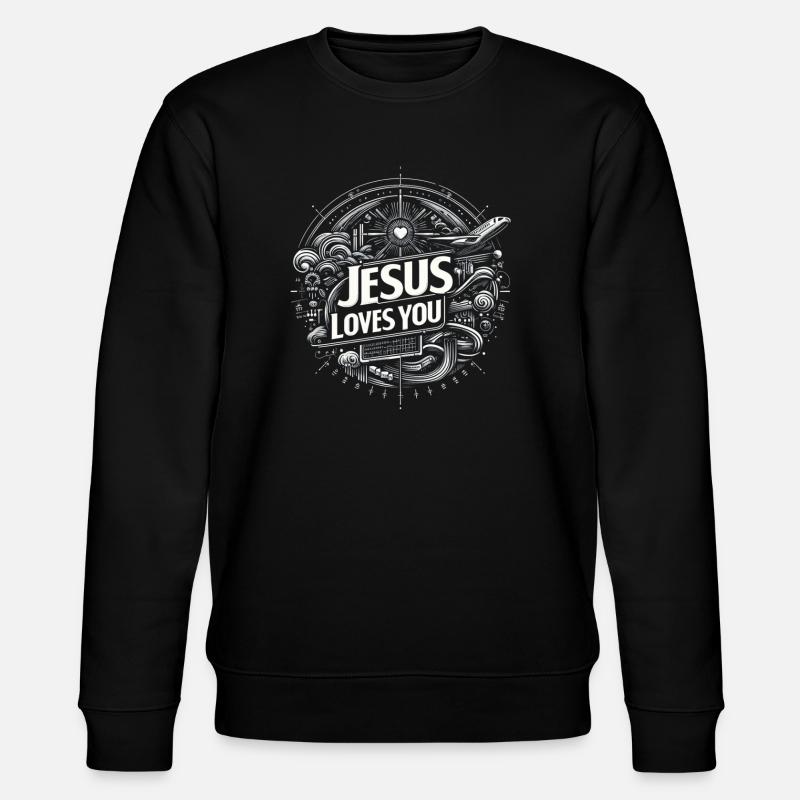 Jesus liebt dich – Kreisdesign - Stanley/Stella Unisex Bio-Sweatshirt CHANGER  - Schwarz