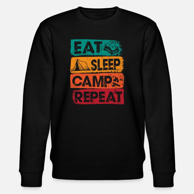 Eat Sleep Camp Repeat Outdoors - Stanley/Stella CHANGER Unisex Organic Sweatshirt - black