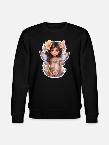 Little fairy with flowers - Stanley/Stella CHANGER Unisex Organic Sweatshirt - black