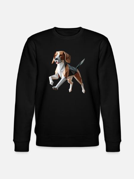 3D Geometric Origami Beagle Dog - Stanley/Stella CHANGER Unisex Organic Sweatshirt - black
