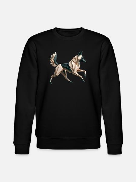 3D Geometric Origami Malinois Dog - Stanley/Stella CHANGER Unisex Organic Sweatshirt - black