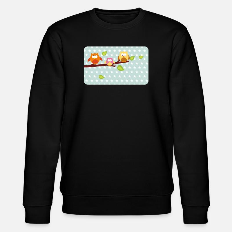 Little owls with mint asterisk | Customisable - Stanley/Stella CHANGER Unisex Organic Sweatshirt - black