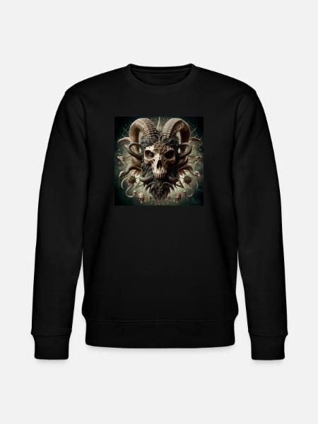 Male Goat Skull 3D - Stanley/Stella CHANGER Unisex Organic Sweatshirt - black