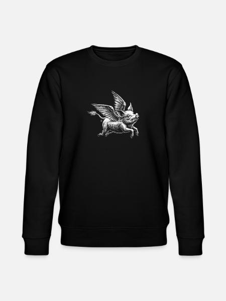 Winged pig: retro illustration - Stanley/Stella CHANGER Unisex Organic Sweatshirt - black